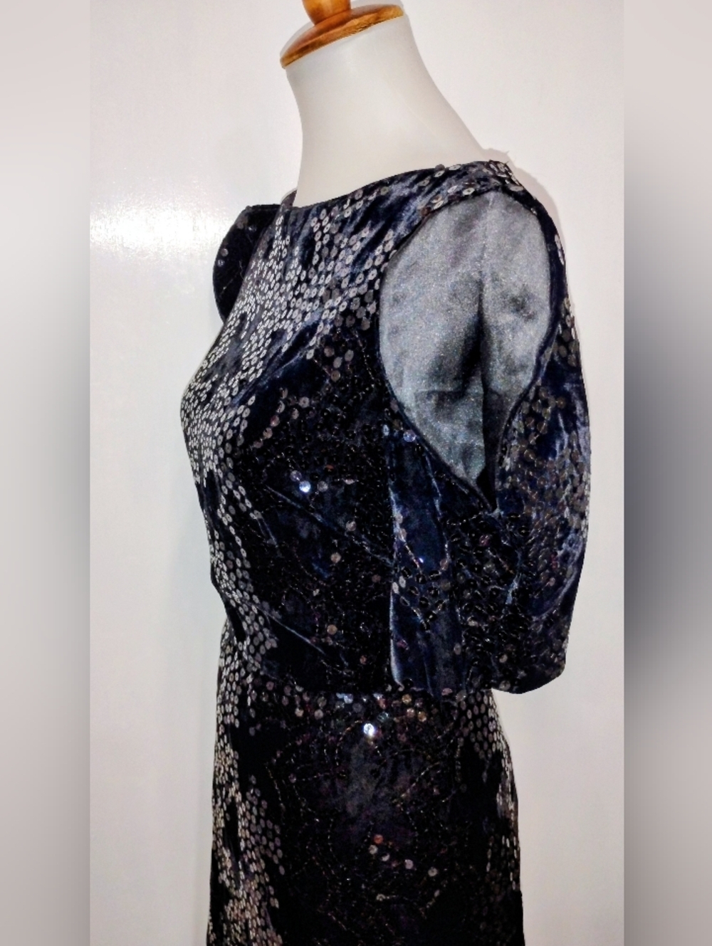 VINTAGE SCAASI VELVET SEQUINED DRESS NWOT - Picture 7 of 7